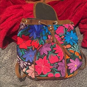 Floral Embroidered Backpack